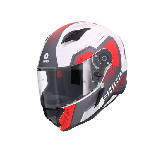 SHIRO HUNTER SH-890 COMMAND MOTO INTEGRALI CASCHI BIANCO OPACO ROSSO