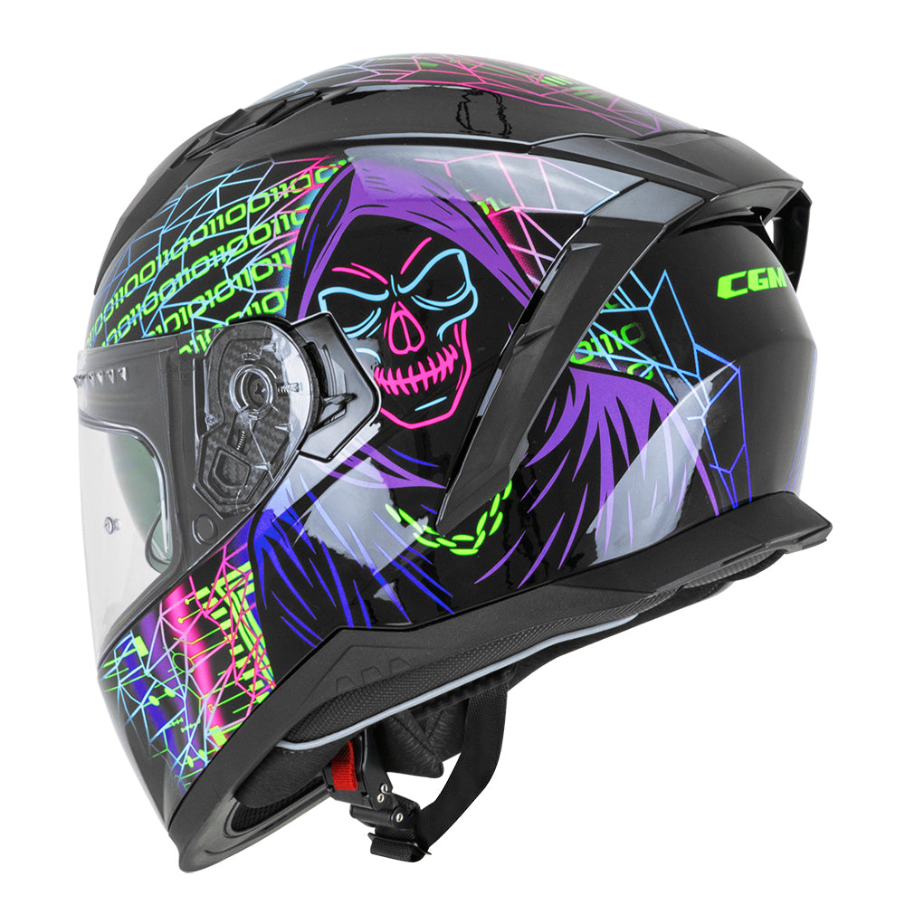 CGM 311T BLAST TECH CASCO DE MOTO INTEGRALES NEGRO MORADO VERDE FLUOR 
