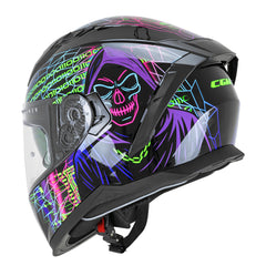CGM 311T BLAST TECH CASCO DE MOTO INTEGRALES NEGRO MORADO VERDE FLUOR 