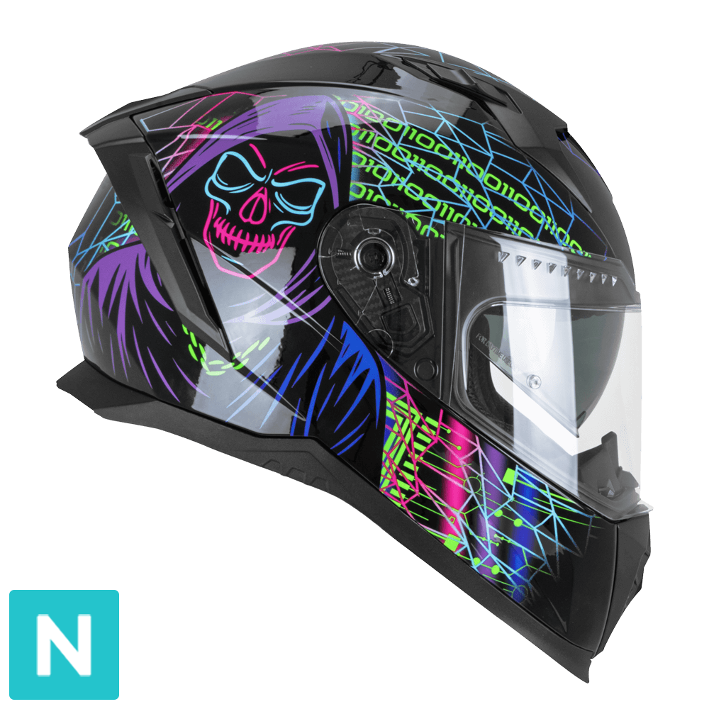 CGM 311T BLAST TECH CASCO DE MOTO INTEGRALES NEGRO MORADO VERDE FLUOR 
