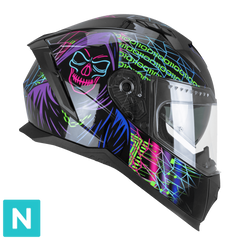 CGM 311T BLAST TECH CASCO DE MOTO INTEGRALES NEGRO MORADO VERDE FLUOR 