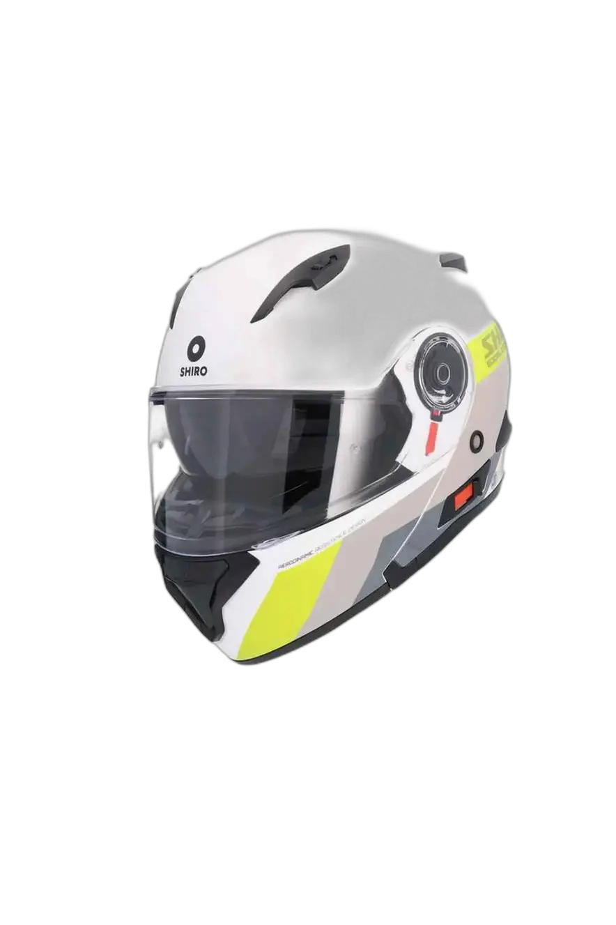 SHIRO EXPLORER MAVERICK Moto Modulari Caschi Blanco Grigio Giallo 