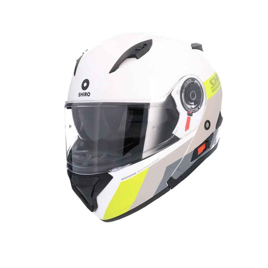 SHIRO EXPLORER MAVERICK MOTO MODULARI CASCHI BLANCO GRIGIO GIALLO
