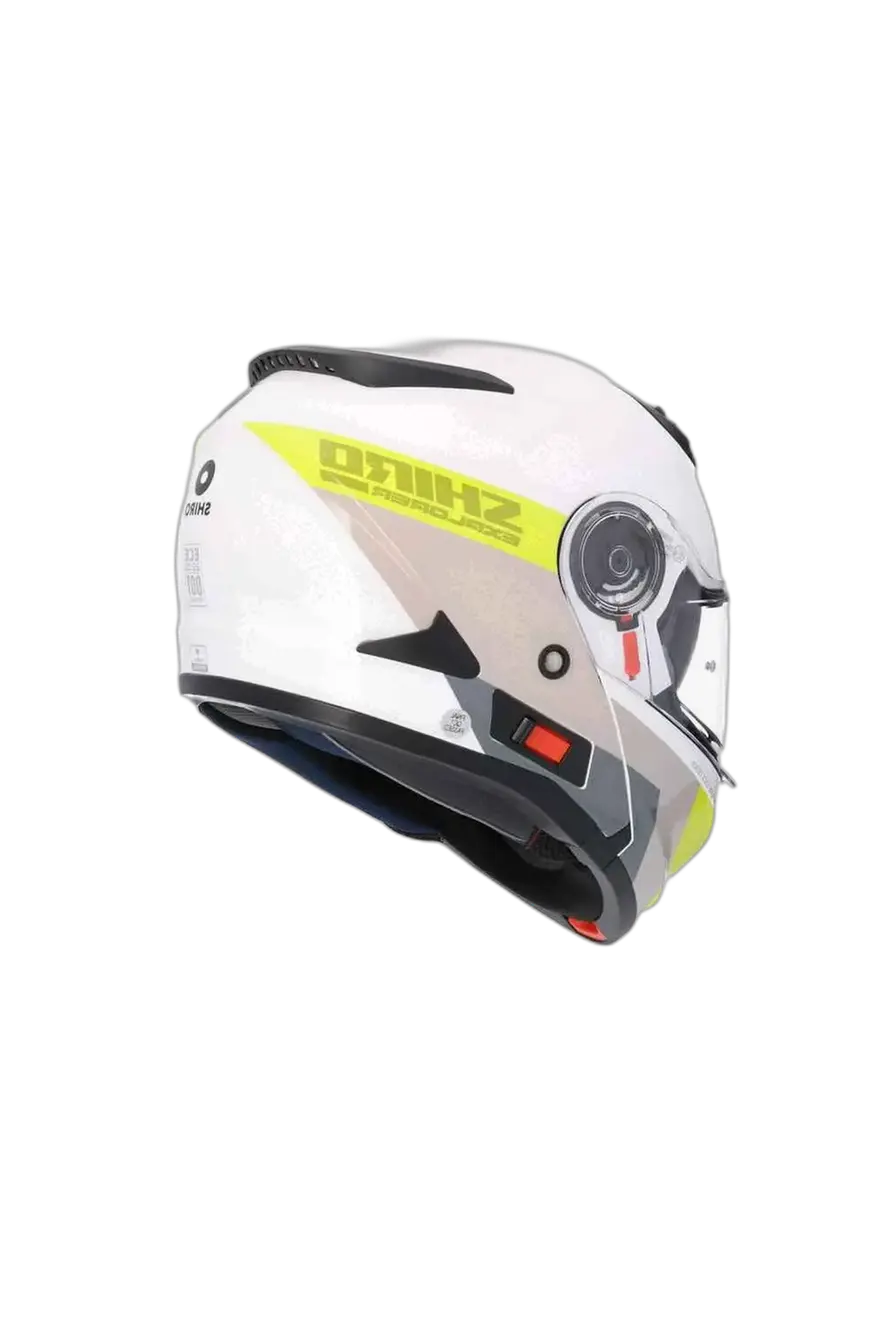 SHIRO EXPLORER MAVERICK Moto Modulari Caschi Blanco Grigio Giallo 