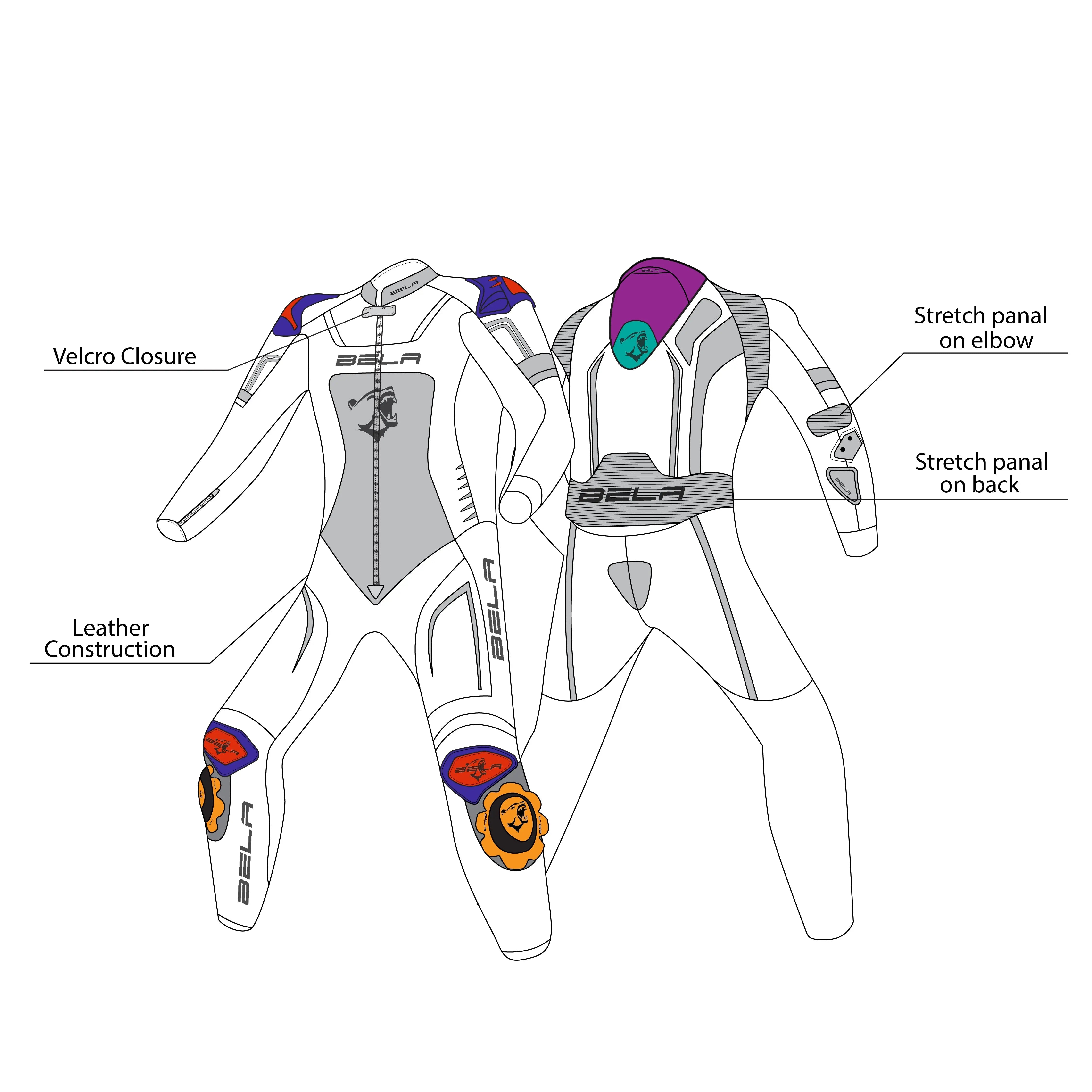 BELA-1PC tuta X Race NERO/BIANCO/ROSSO 