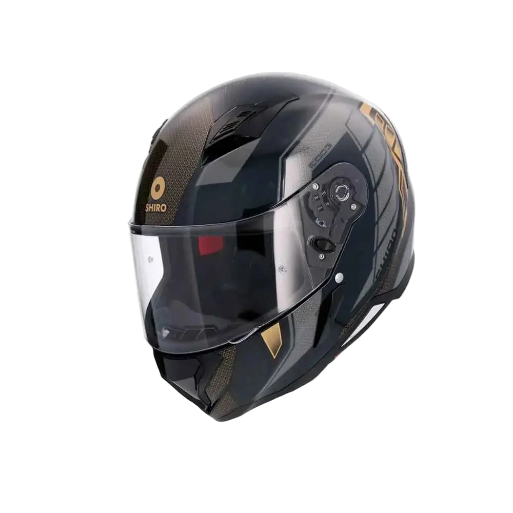 SHIRO SH-890 HUNTER EDGE Moto Integrali Caschi Nero Griogio Oro 