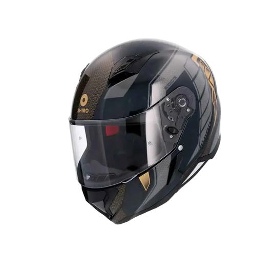 SHIRO SH-890 HUNTER EDGE Moto Integrali Caschi Nero Griogio Oro 