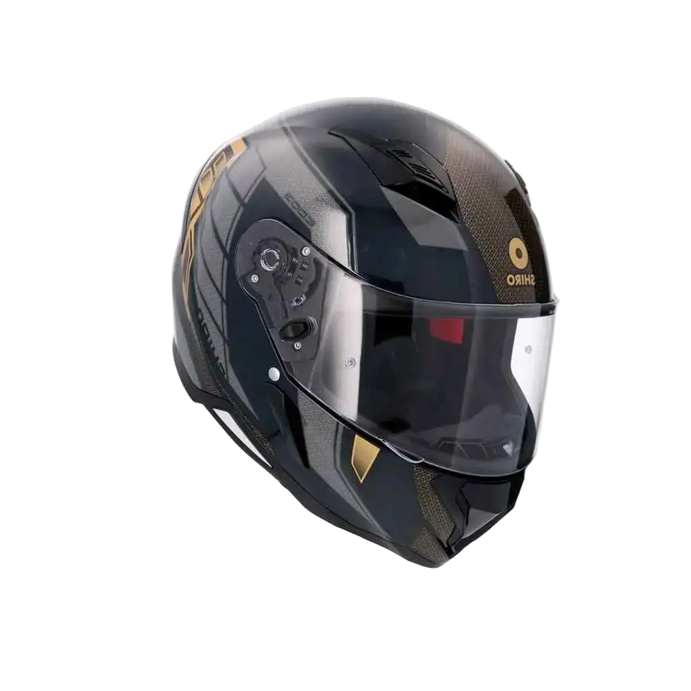 SHIRO SH-890 HUNTER EDGE Moto Integrali Caschi Nero Griogio Oro 