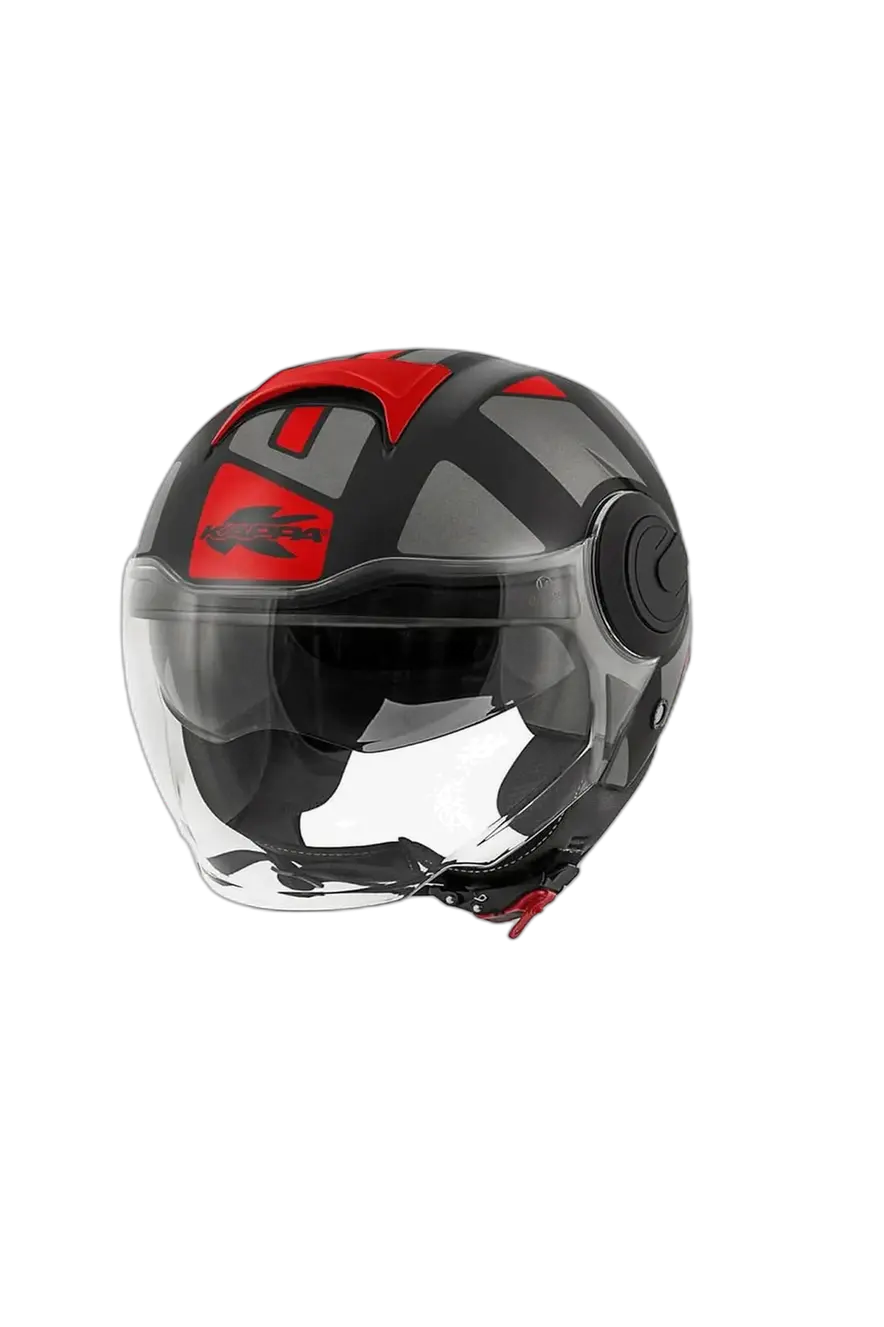 KAPPA KV 37 EVO Urbano Moto Jet Caschi Titanio Rosso Opaco 