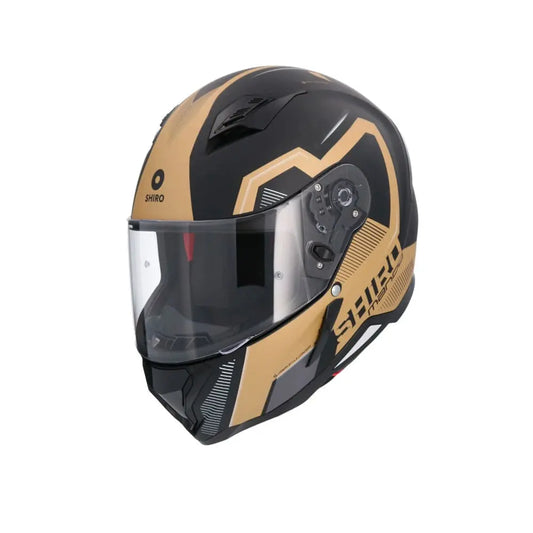 SHIRO Hunter Sh-890 Mando Moto Integrali Caschi Nero Oro 