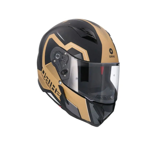 SHIRO Hunter Sh-890 Mando Moto Integrali Caschi Nero Oro 