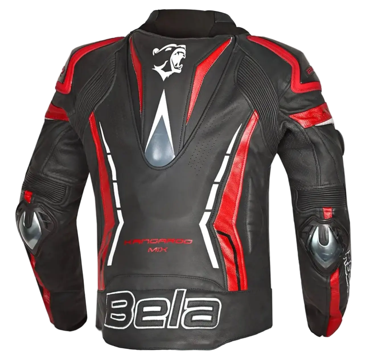 BELA ROCKET GIACCA DA MOTO IN PELLE DA UOMO NERA E ROSSA 