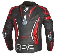 BELA ROCKET GIACCA DA MOTO IN PELLE DA UOMO NERA E ROSSA 