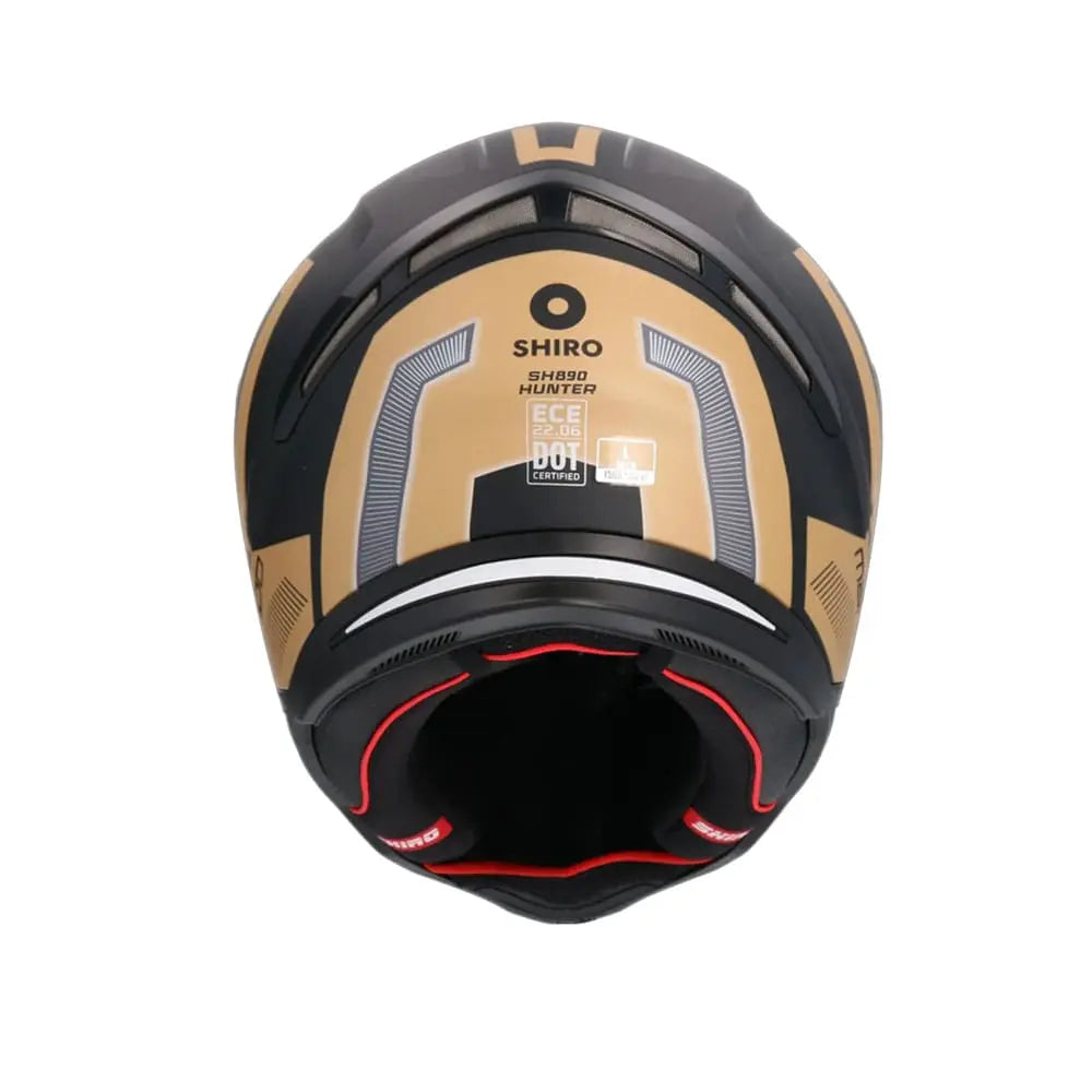 SHIRO Hunter Sh-890 Mando Moto Integrali Caschi Nero Oro 