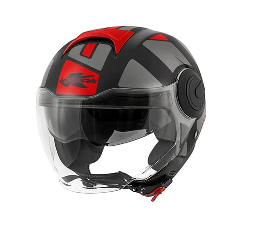 KAPPA KV 37 EVO Urbano Moto Jet Caschi Titanio Rosso Opaco