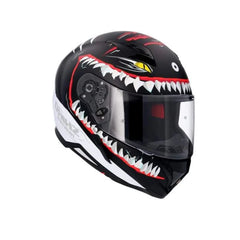 SHIRO HUNTER SHARK Moto Integrali Caschi Opaco Nero Bianco