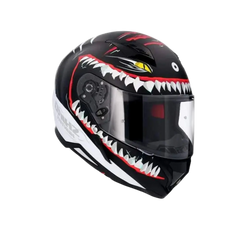 SHIRO HUNTER SHARK Moto Integrali Caschi Opaco Nero Bianco 