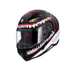SHIRO HUNTER SHARK Moto Integrali Caschi Opaco Nero Bianco