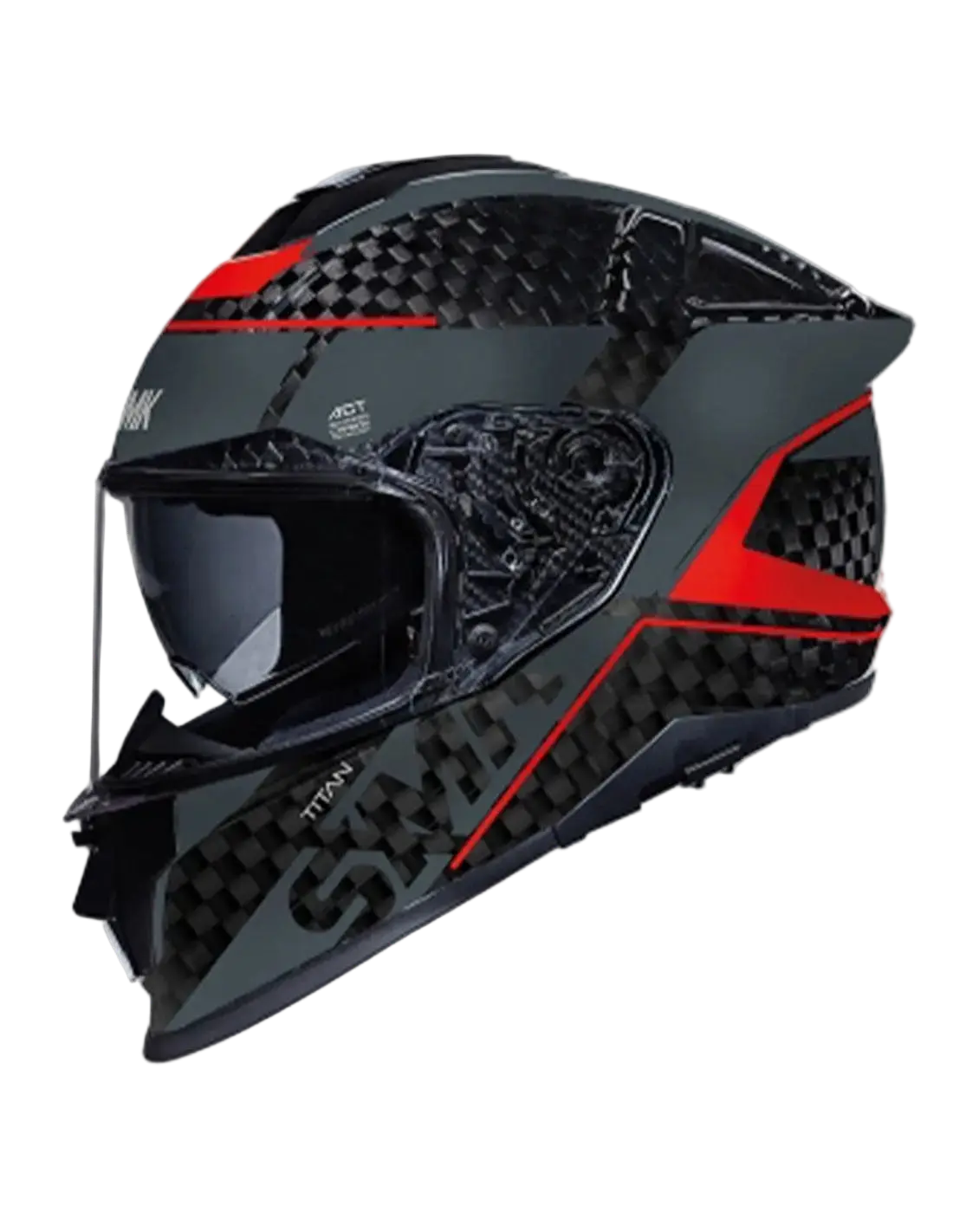 SMK TITAN CARBON GL263 Moto Integrali Caschi Nero Rosso 22.06 