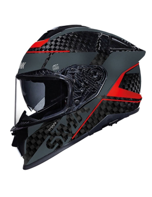 SMK TITAN CARBON GL263 Moto Integrali Caschi Nero Rosso 22.06