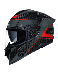 SMK TITAN CARBON GL263 Moto Integrali Caschi Nero Rosso 22.06 