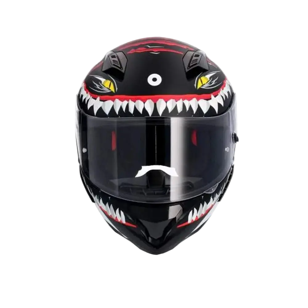 SHIRO HUNTER SHARK Moto Integrali Caschi Opaco Nero Bianco 