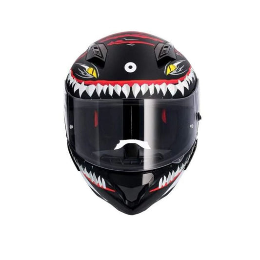 SHIRO HUNTER SHARK Moto Integrali Caschi Opaco Nero Bianco