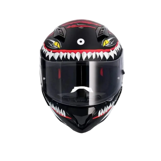 SHIRO HUNTER SHARK Moto Integrali Caschi Opaco Nero Bianco 