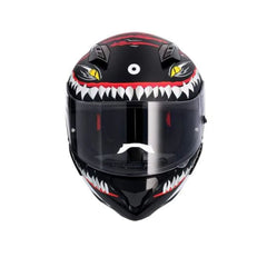 SHIRO HUNTER SHARK Moto Integrali Caschi Opaco Nero Bianco