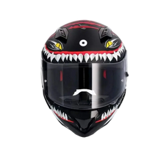 SHIRO HUNTER SHARK Moto Integrali Caschi Opaco Nero Bianco 
