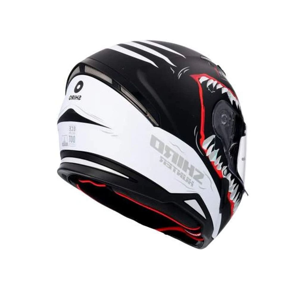 SHIRO HUNTER SHARK Moto Integrali Caschi Opaco Nero Bianco