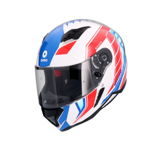 SHIRO HUNTER SH-890 EDGE MOTO INTEGRALI CASCHI BIANCO ROSSO BLU 