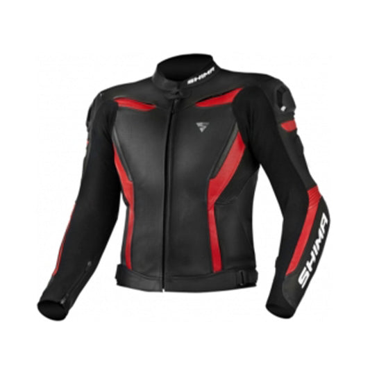 SHIMA Chase Giacca pelle uomo motociclista NERO ROSSO