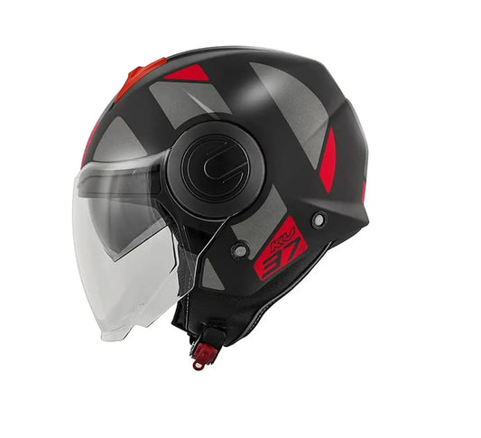 KAPPA KV 37 EVO Urbano Moto Jet Caschi Titanio Rosso Opaco