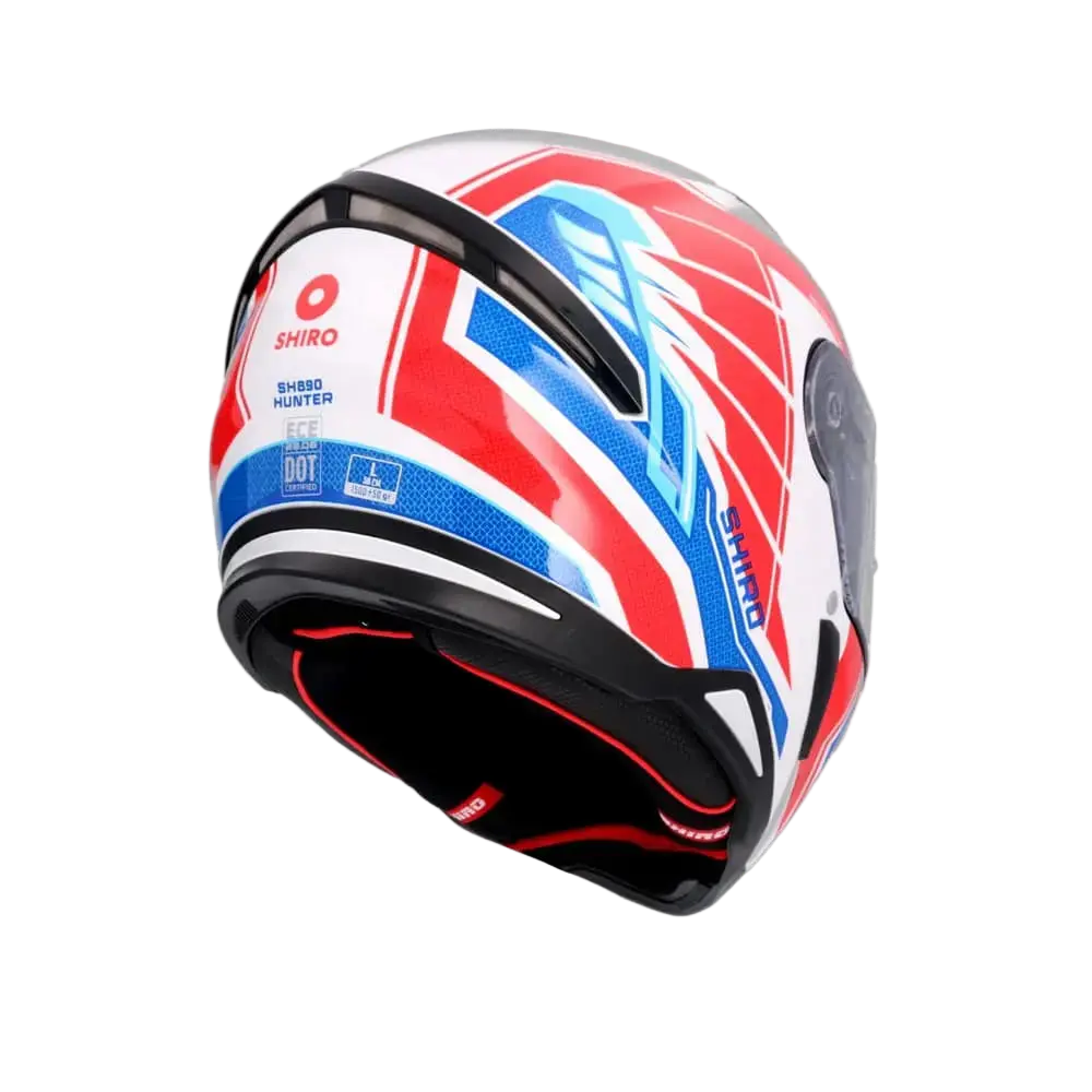 SHIRO HUNTER SH-890 EDGE Moto Integrali Caschi Bianco Rosso Blu 