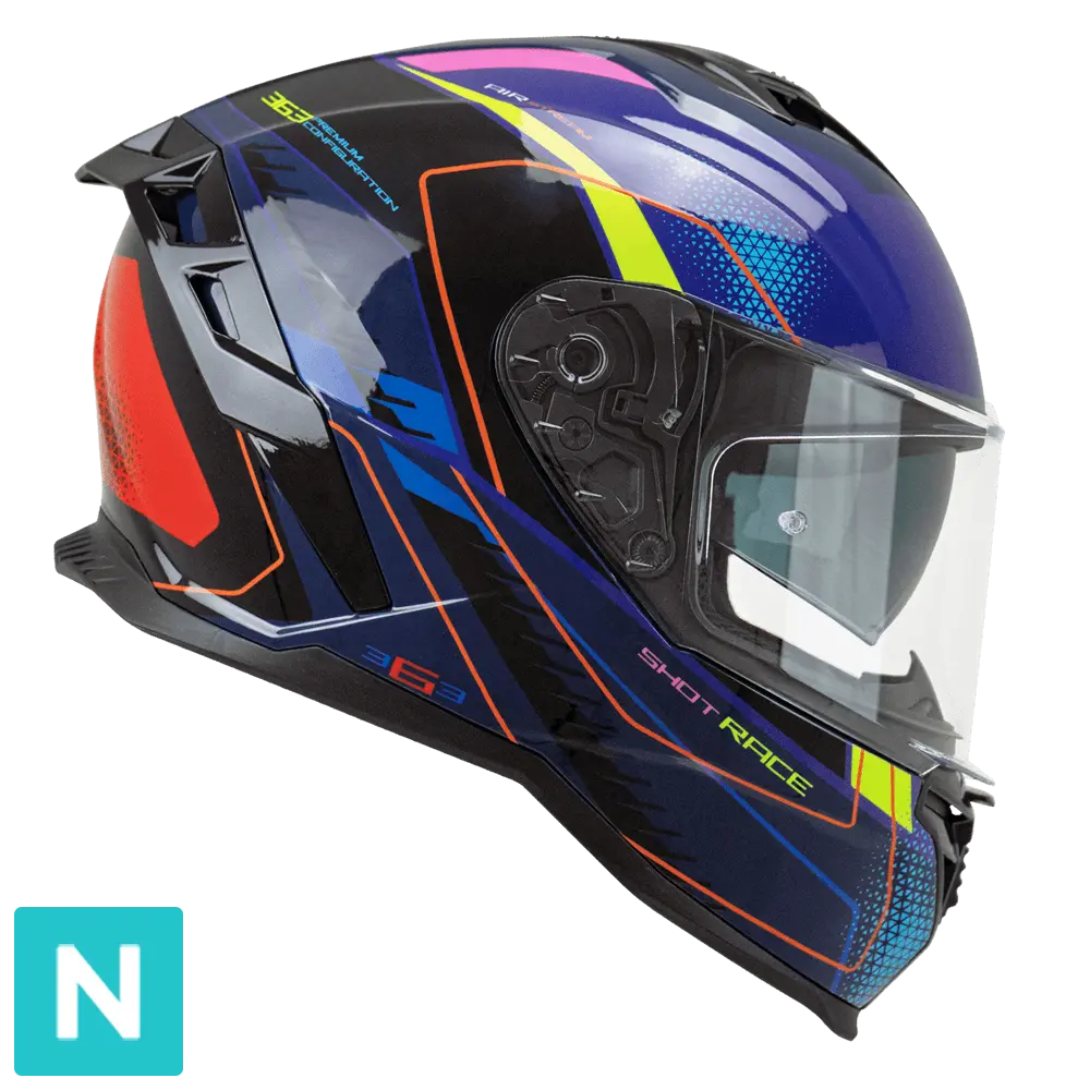 CGM SHOT VILLAIN 363G CASCO DE MOTO AZUL PURPURA ROJO