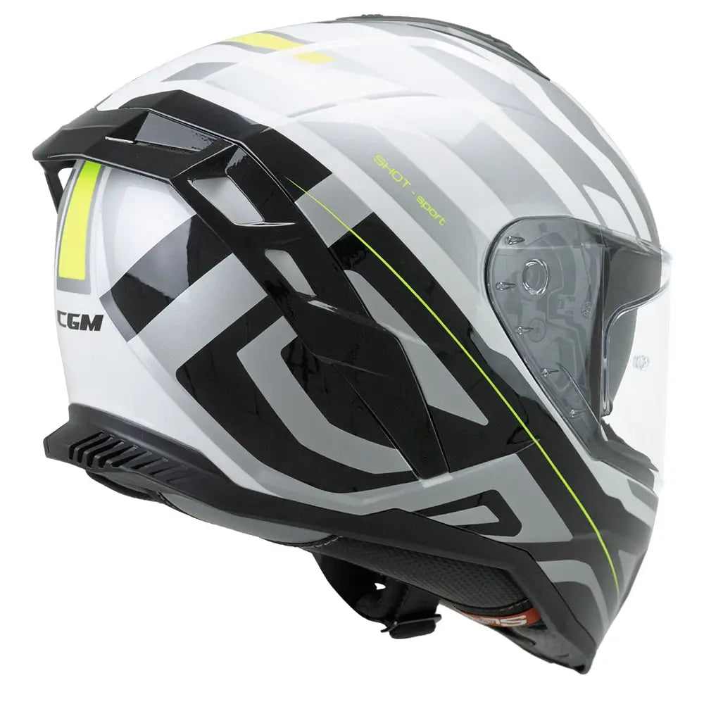 CGM SHOT VILLAIN 363M CASCO DE MOTO BLANCO NEGRO AMARILLO FLOURO