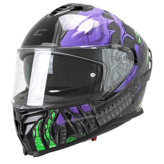 CGM SHOT VILLAIN 363G CASCHI INTEGRALE DA MOTO NERO VIOLA VERDE – Yamoto.it