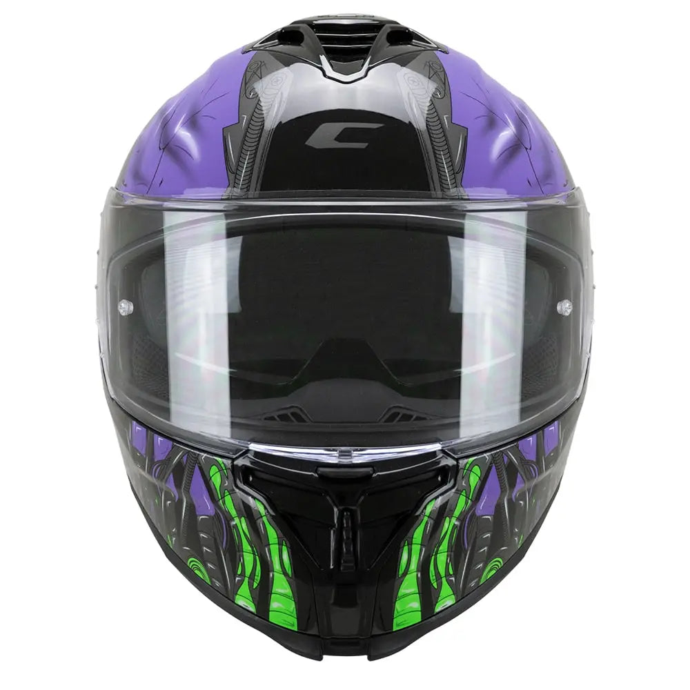 CGM SHOT VILLAIN 363R CASCO DE MOTO NEGRO PURPURA VERDE