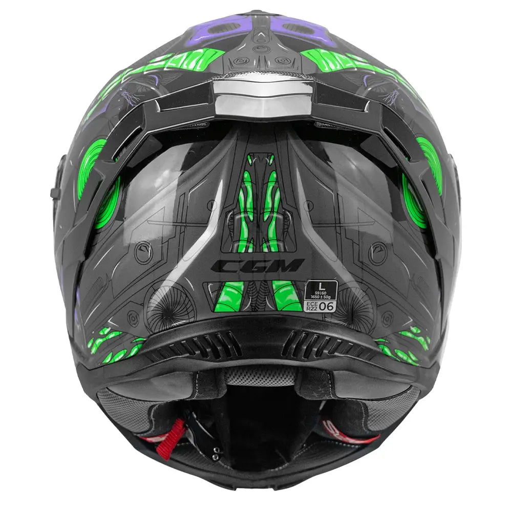CGM SHOT VILLAIN 363R CASCO DE MOTO NEGRO PURPURA VERDE