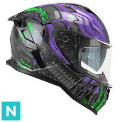 CGM SHOT VILLAIN 363R CASCO DE MOTO NEGRO PURPURA VERDE