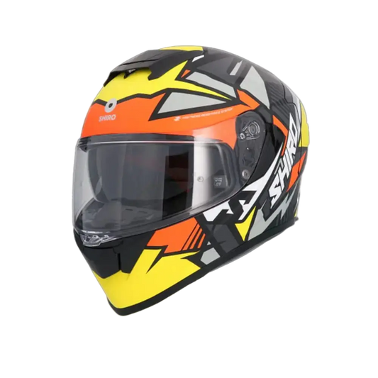 SHIRO RAPTOR PEGASUS Moto Integrali Caschi Giallo Arancia Grigio Opaco 
