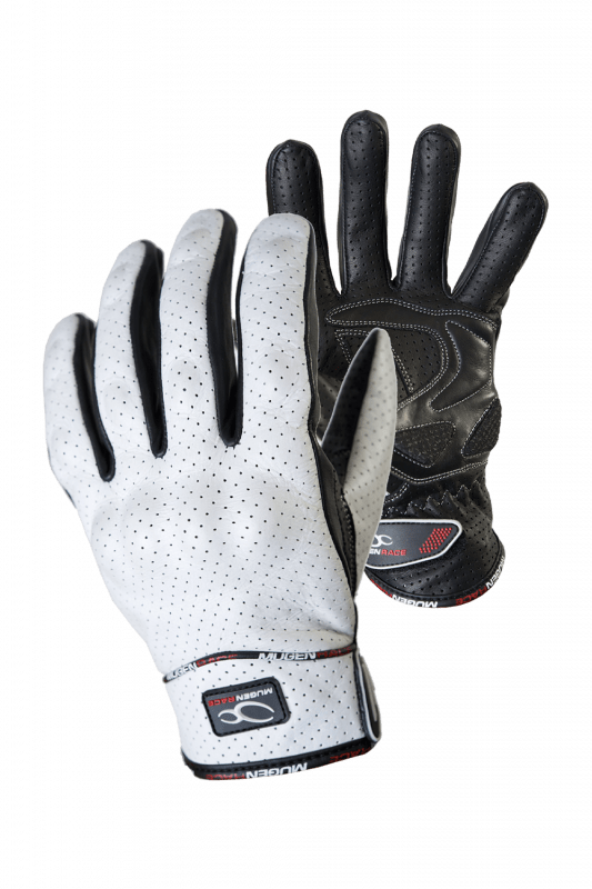 MUGENRACE AEROFLUX Moto Corti Pelle Guanti bianchi