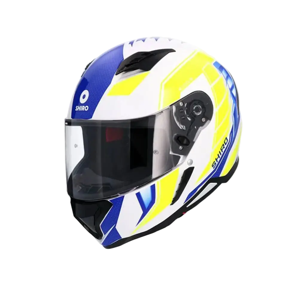 SHIRO Sh-890 Hunter Moto Integrali Caschi Bianco Blu Giallo Fluor 