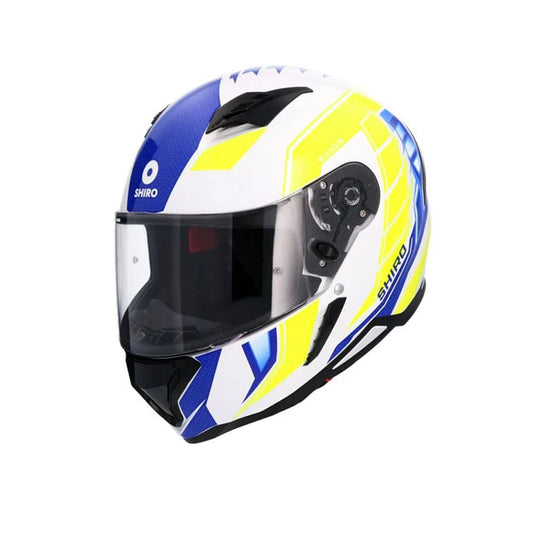 SHIRO Sh-890 Hunter Moto Integrali Caschi Bianco Blu Giallo Fluor 