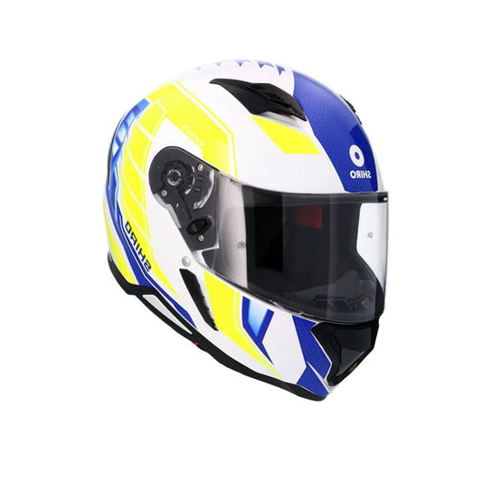 SHIRO Sh-890 Hunter Moto Integrali Caschi Bianco Blu Giallo Fluor 