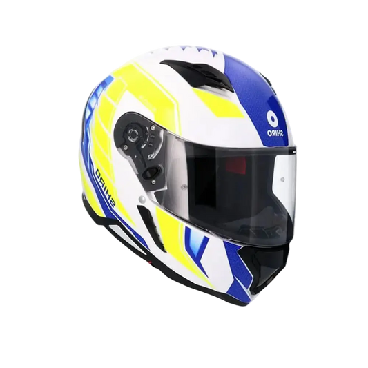SHIRO Sh-890 Hunter Moto Integrali Caschi Bianco Blu Giallo Fluor 
