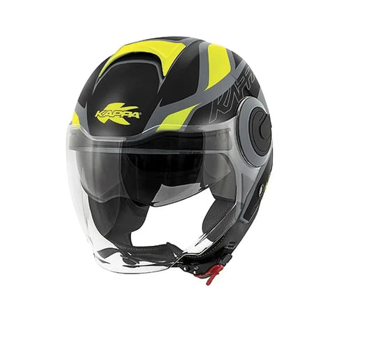 KAPPA KV37 EVO Oregon Moto Viso Aperto Caschi Grigio Nero Opaco Giallo – Yamoto.it