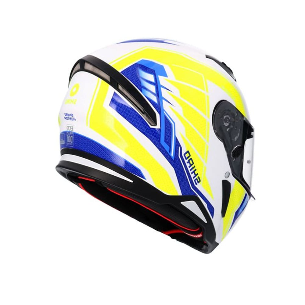 SHIRO Sh-890 Hunter Moto Integrali Caschi Bianco Blu Giallo Fluor 