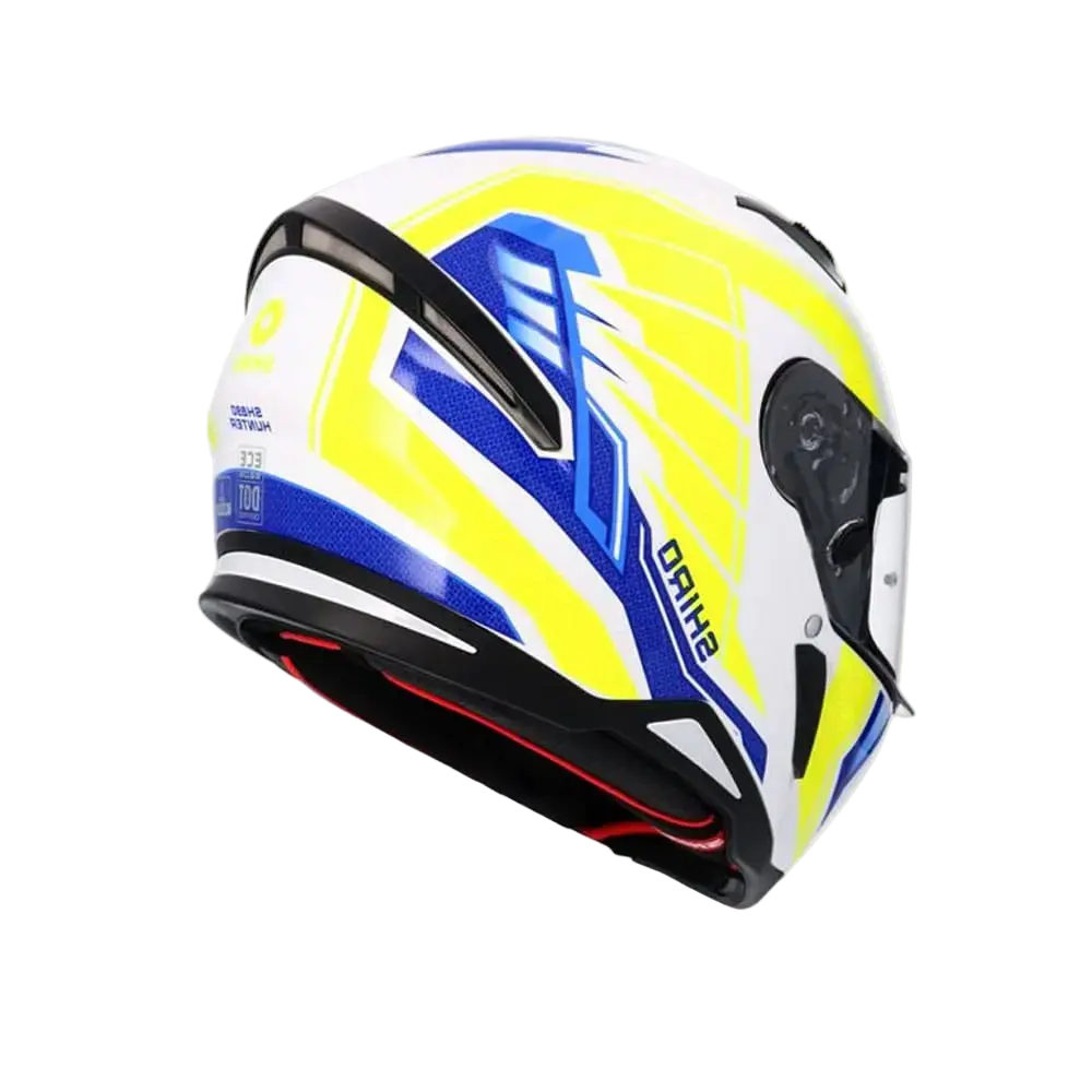 SHIRO Sh-890 Hunter Moto Integrali Caschi Bianco Blu Giallo Fluor 